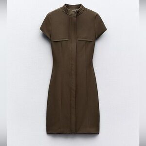 Zara Pocket Mini Dress-- Dark Khaki